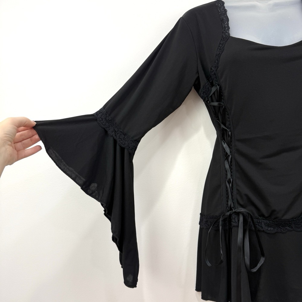 Dare To Wear Top Women's 1X Black Witchy Renaissance Fairy Grunge Corset Lace - Picture 10 of 16